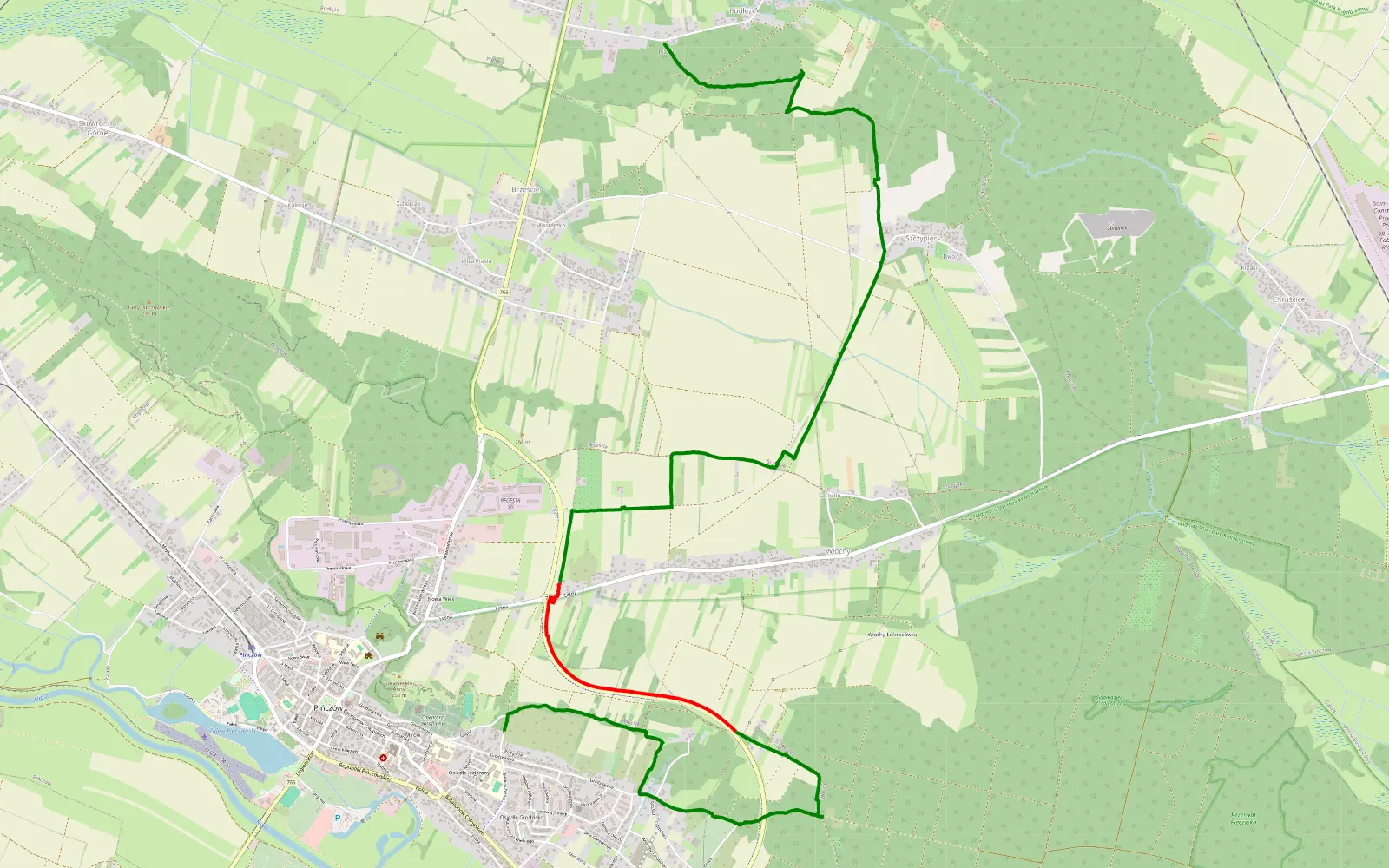 Mapa trasy Nowa Wieś - 17.8 km trasy offroad, Powiat Pińczowski