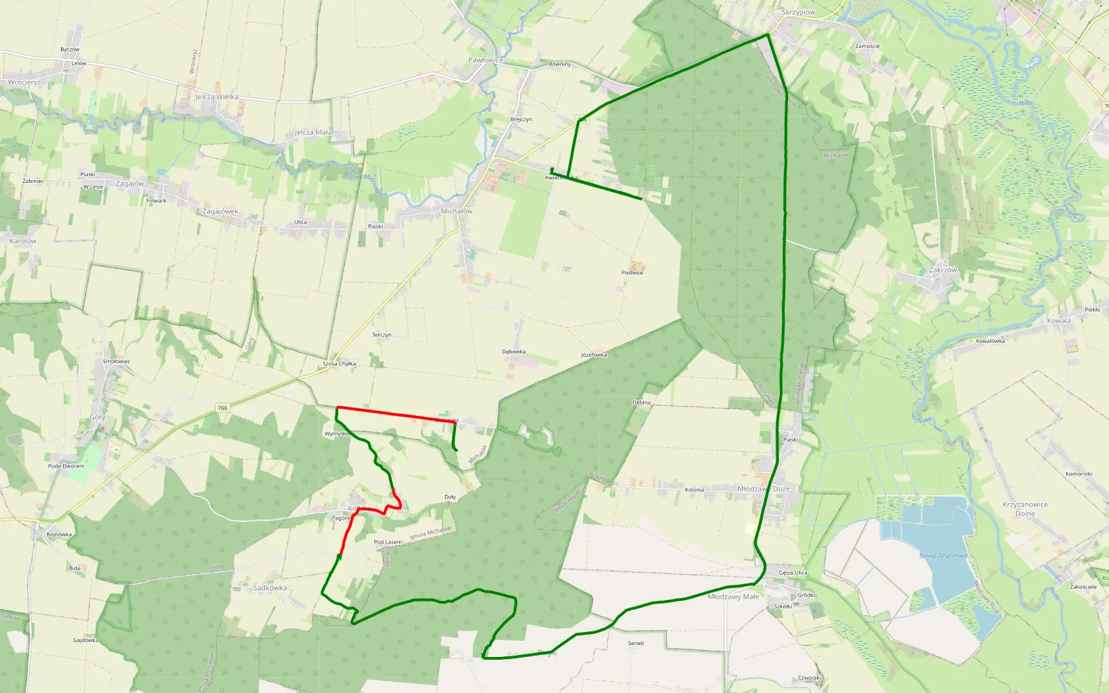 Mapa trasy Próba turystyczna - 8.3 km trasy offroad, Powiat Pińczowski