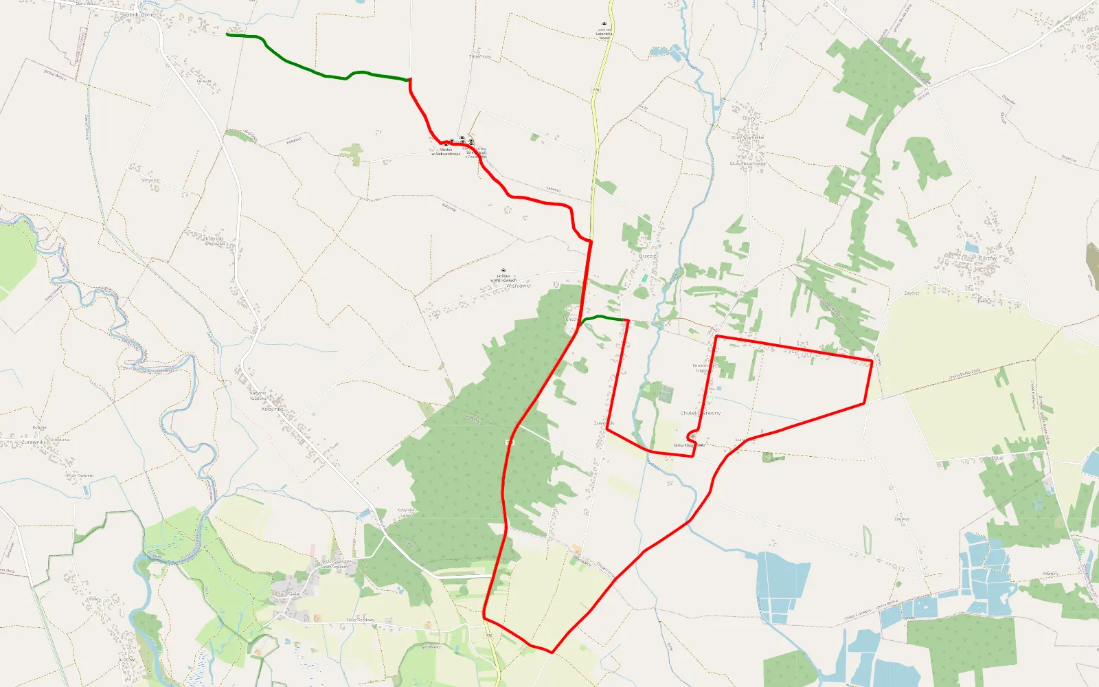 Mapa trasy Świętokrzyskie Adventure - 21.1 km trasy offroad, Powiat Buski