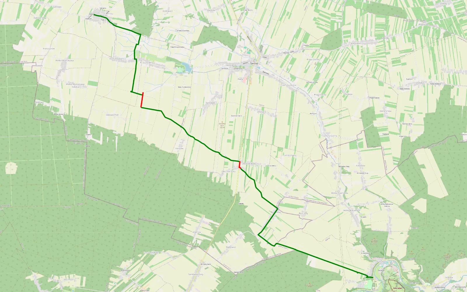 Mapa trasy Bałtów - Grabowiec - 11.5 km trasy offroad, Powiat Lipski