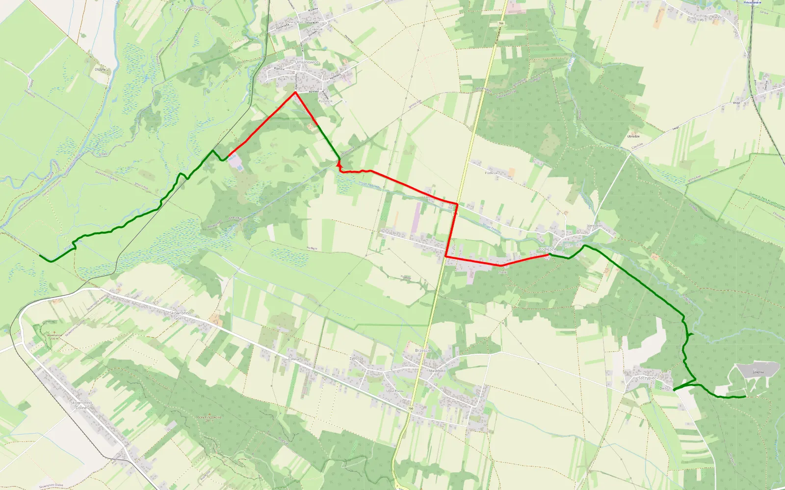 Map of Szczypiec - Skowronno Górne - 11.5 km offroad trail, Pińczów County