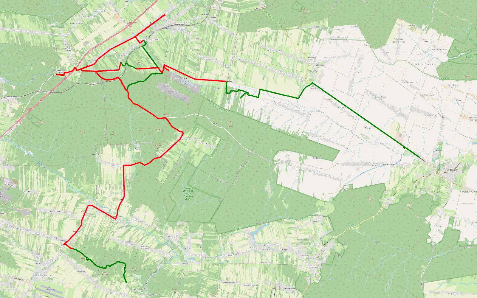 Map of Góra Klonówka- łomno - 44.2 km offroad trail, Kielce County