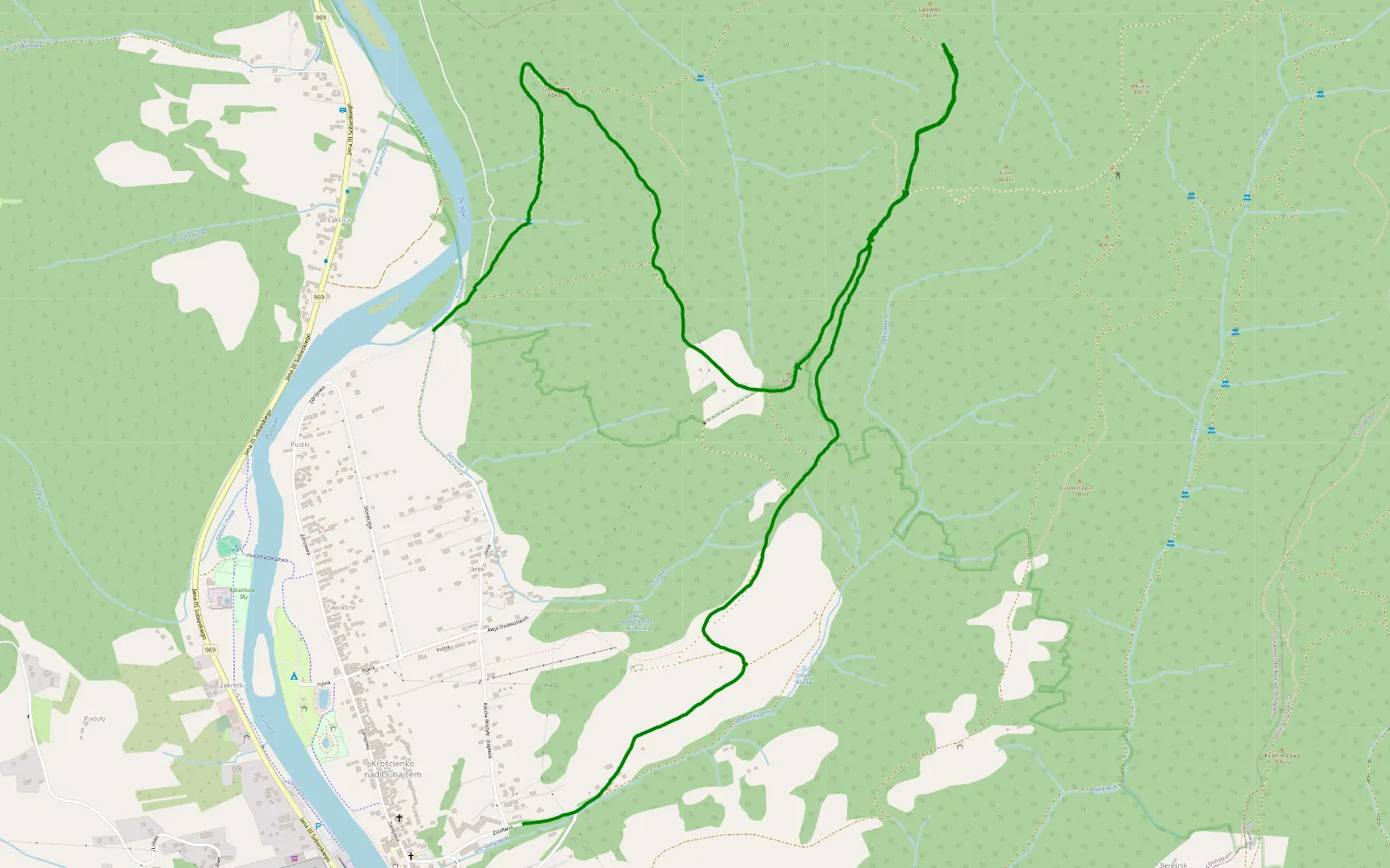 Map of Krościenko nad Dunajcem - Kłodne - 6 km offroad trail, Nowy Targ County