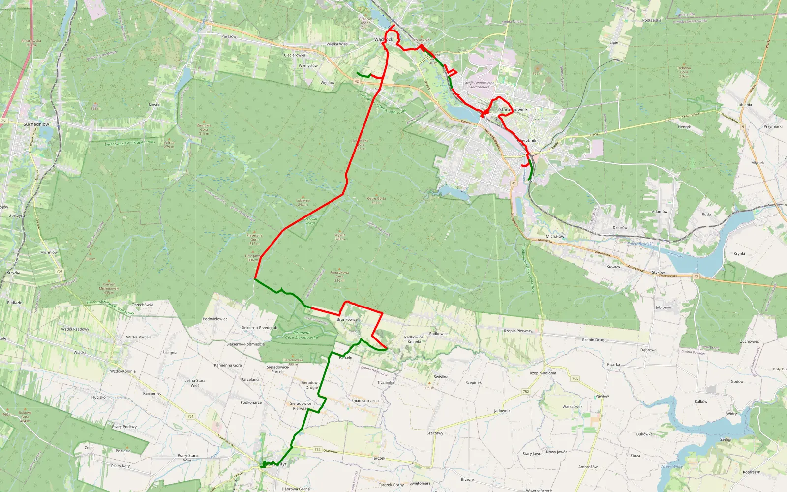 Mapa trasy Gggg - 35.7 km trasy offroad, Powiat Starachowicki
