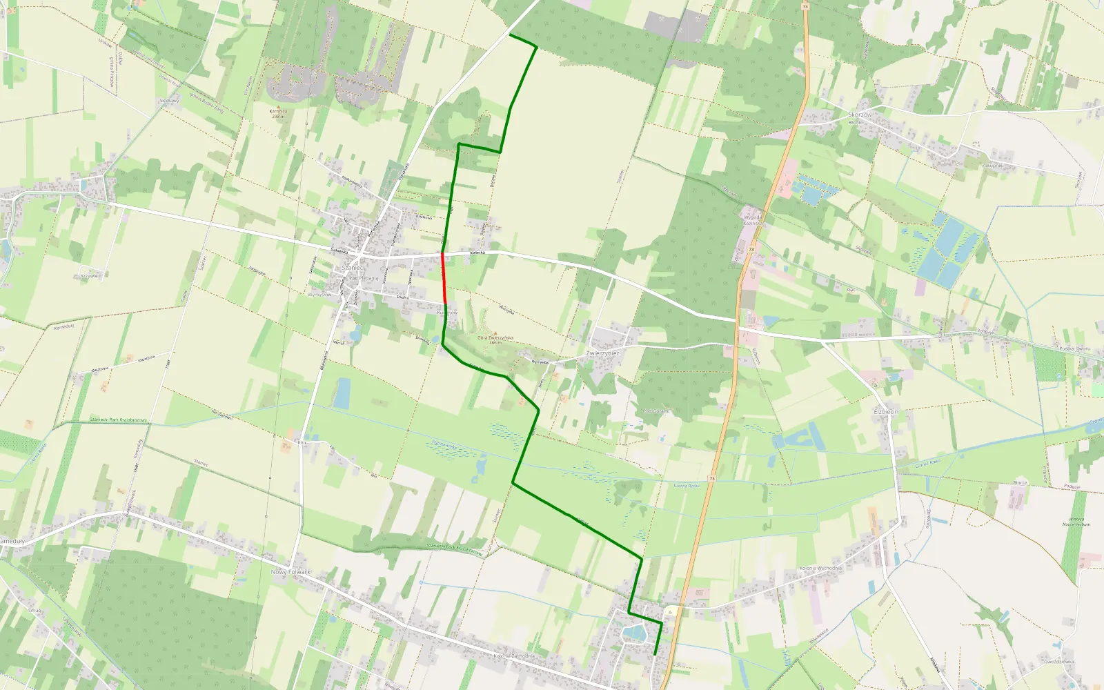 Mapa trasy Mikułowice - Szaniec - 5.2 km trasy offroad, Powiat Buski