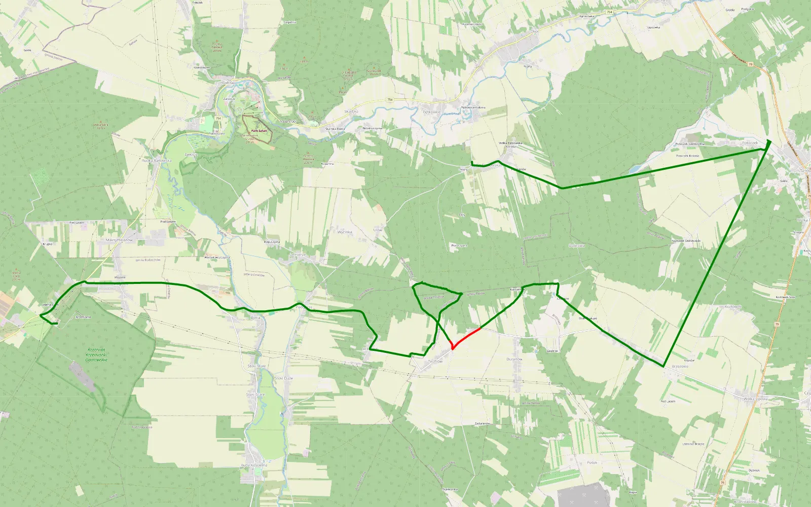 Map of Krzemionki - Wólka Pętkowska - 7.7 km offroad trail, Opatów County
