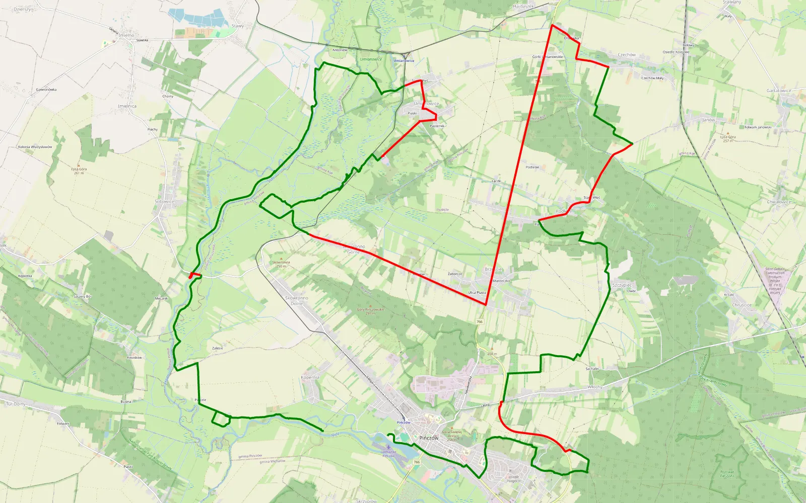 Mapa trasy WOŚP 2023 - 43.2 km trasy offroad, Powiat Pińczowski