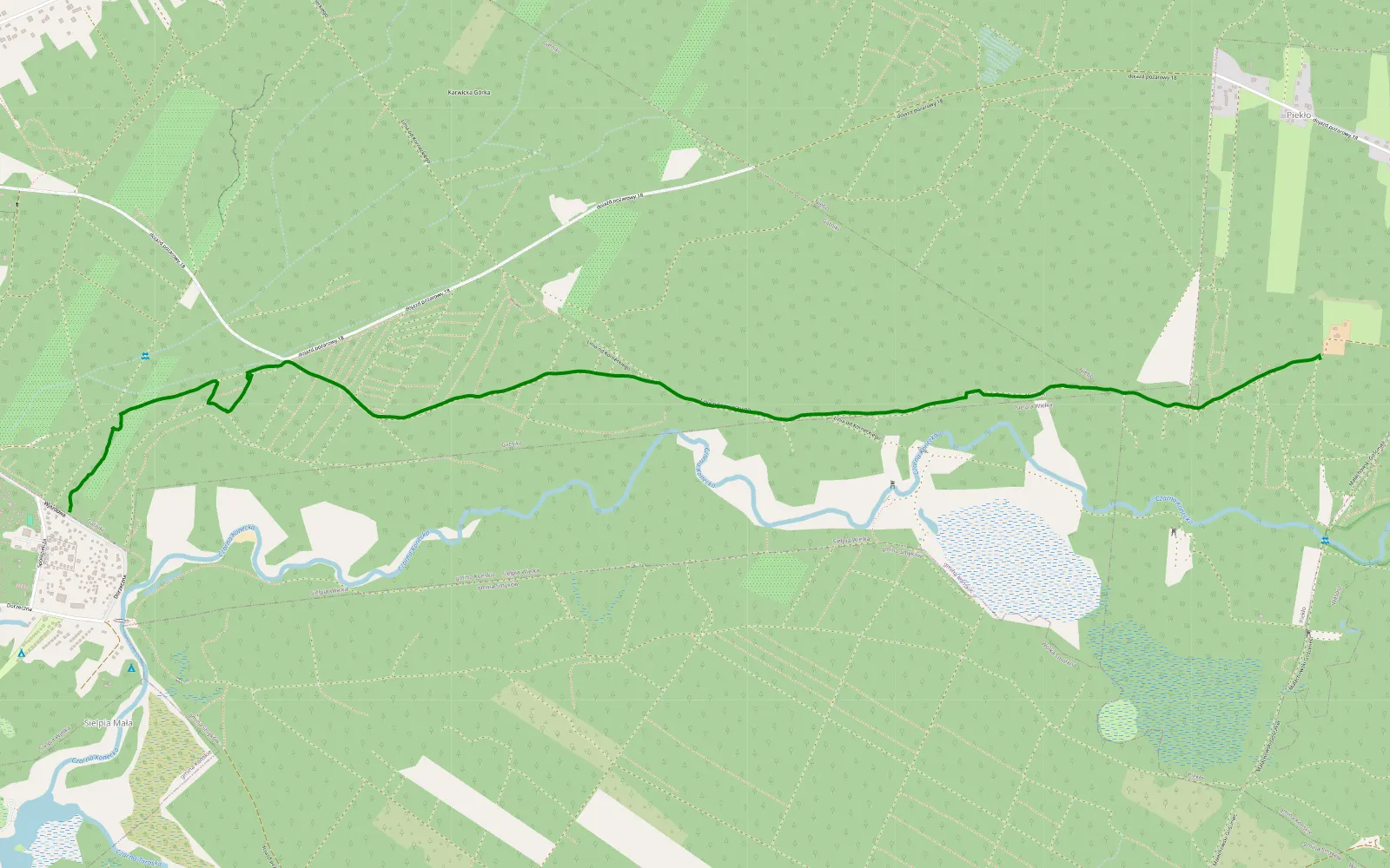 Map of Piekło - Sielpia Wielka - 3.9 km offroad trail, Końskie County