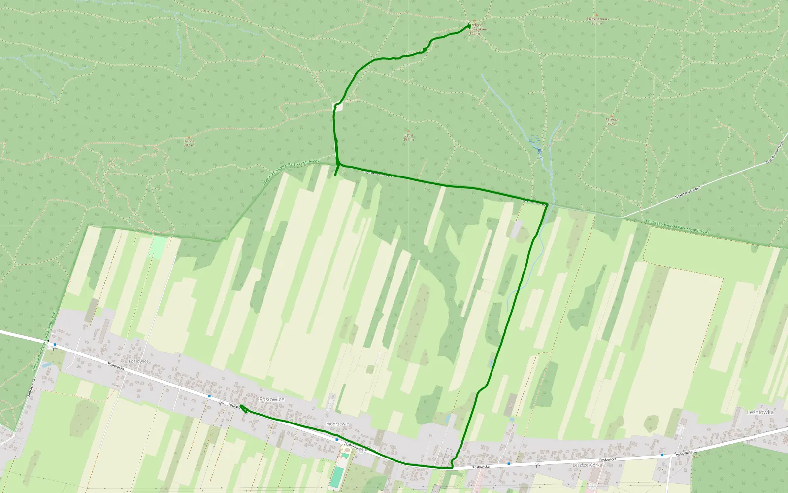 Map of Posłowice - 3.3 km offroad trail, Kielce