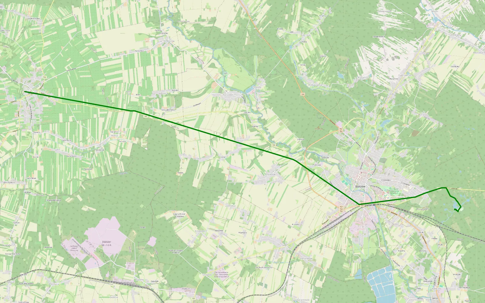 Map of Szydłów Lake - 0.4 km offroad trail, Staszów County