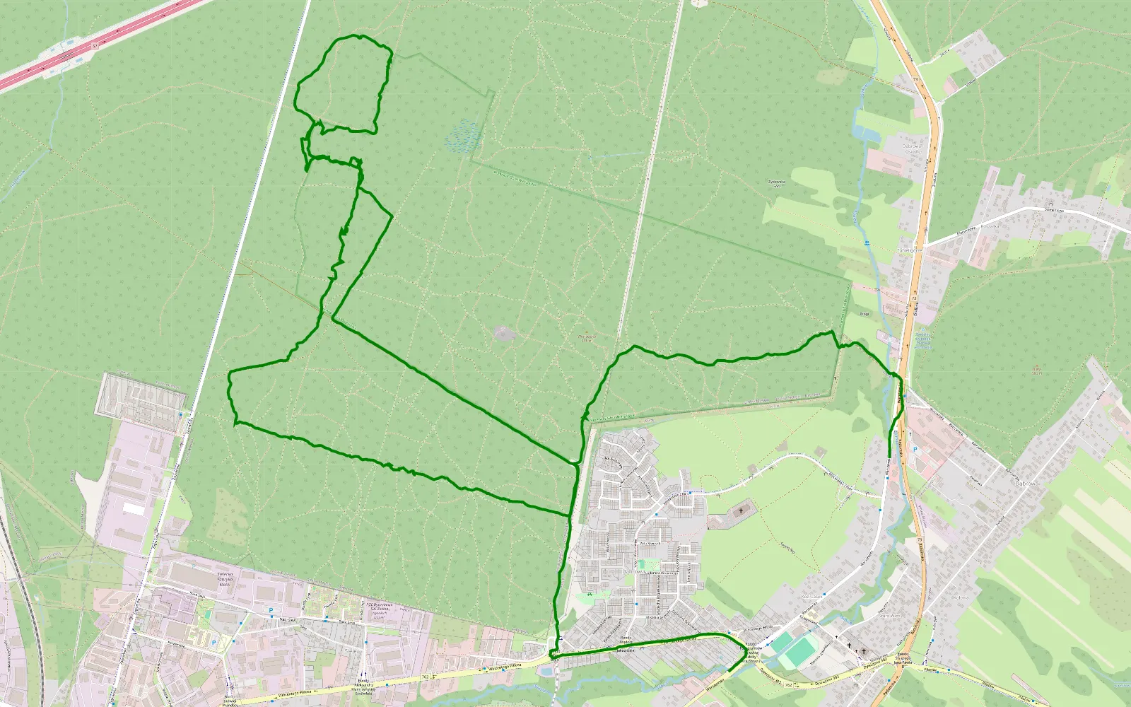 Map of Dąbrowa - 10.5 km offroad trail, Kielce County