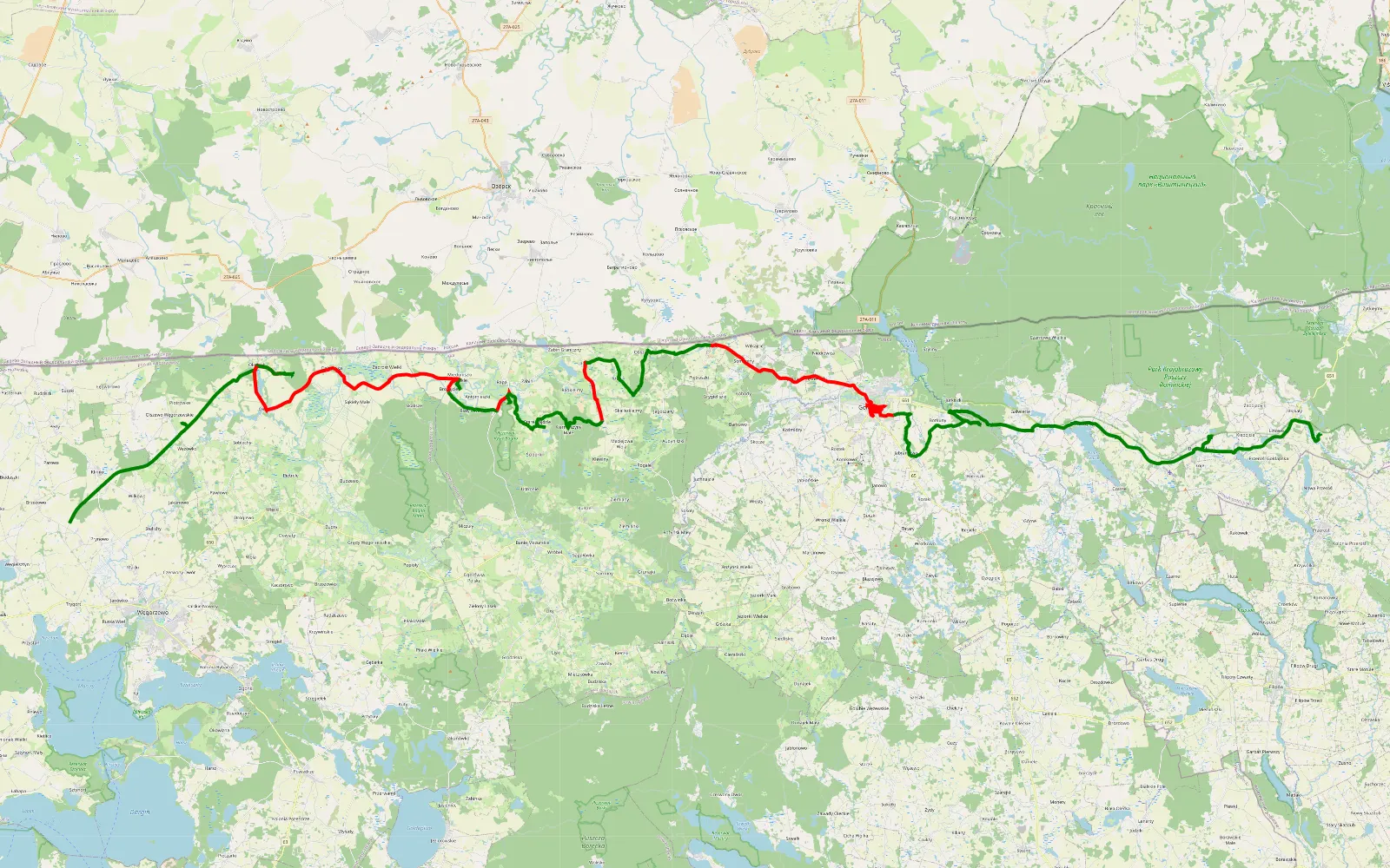 Map of Węgorzewo-Stańczyki - 91.4 km offroad trail, Gołdap County