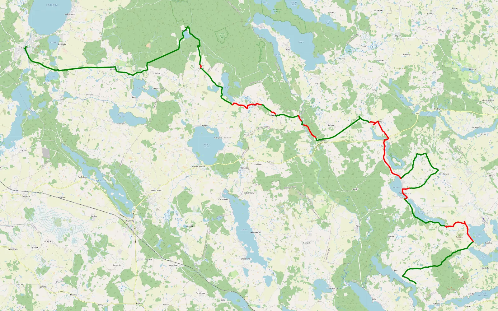Mapa trasy Lily Trail Masuria - 47.3 km trasy offroad, Powiat Olecki