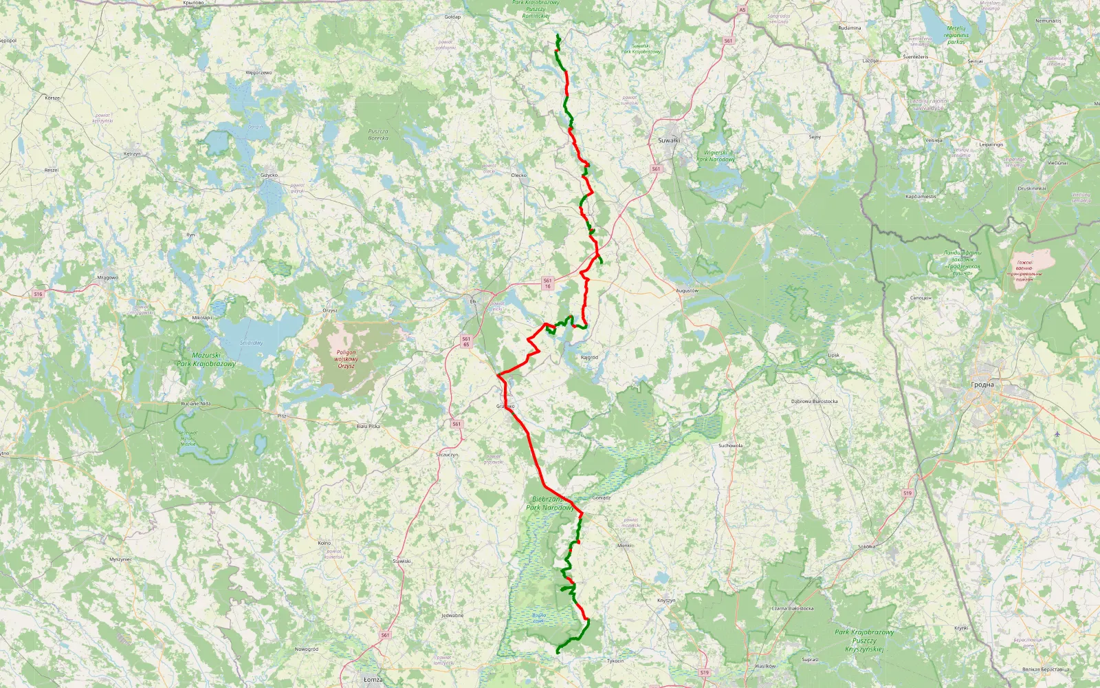 Map of Z północy na południe - 187.9 km offroad trail, Ełk County
