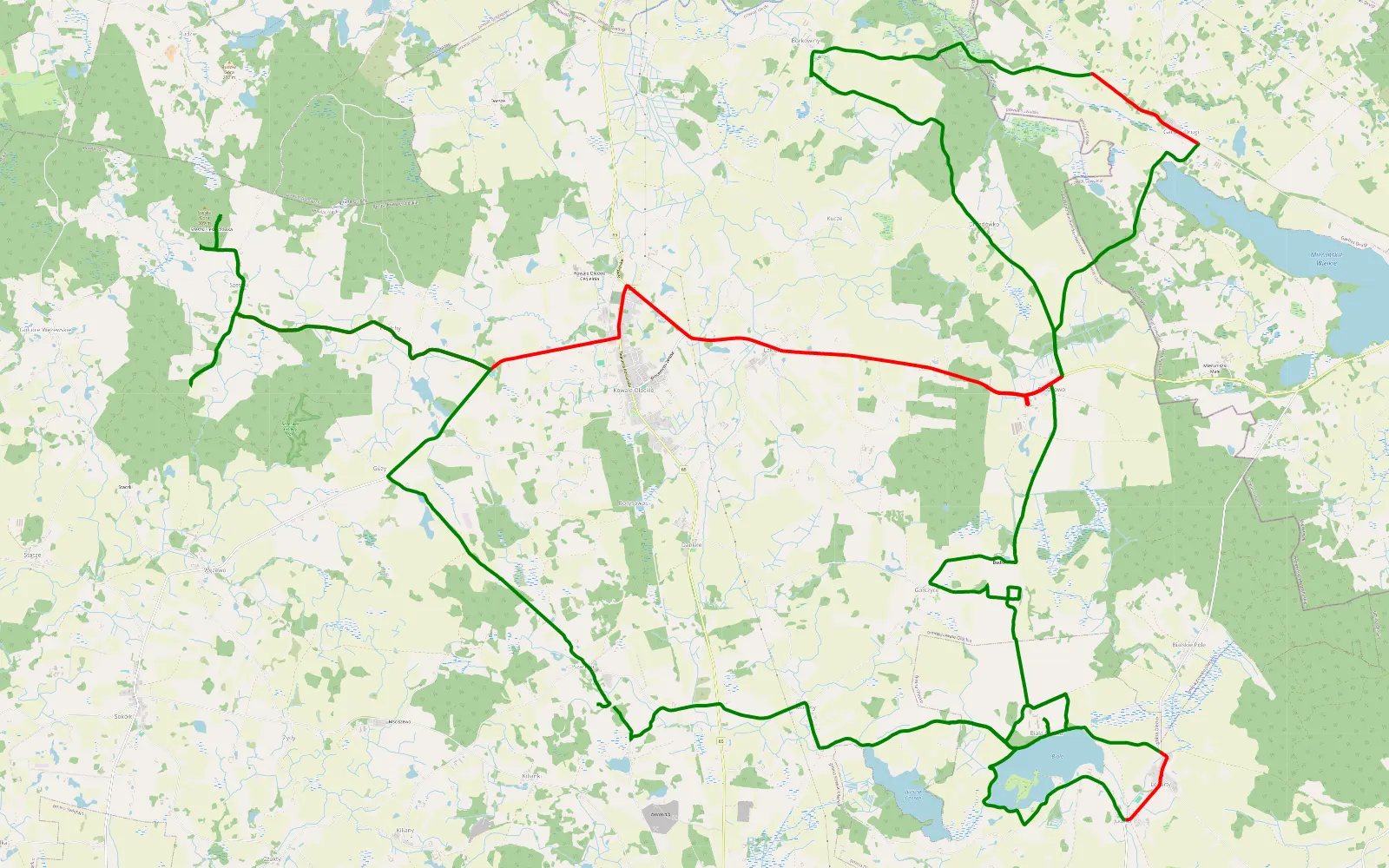 Map of Szarejki - 56.2 km offroad trail, Olecko County