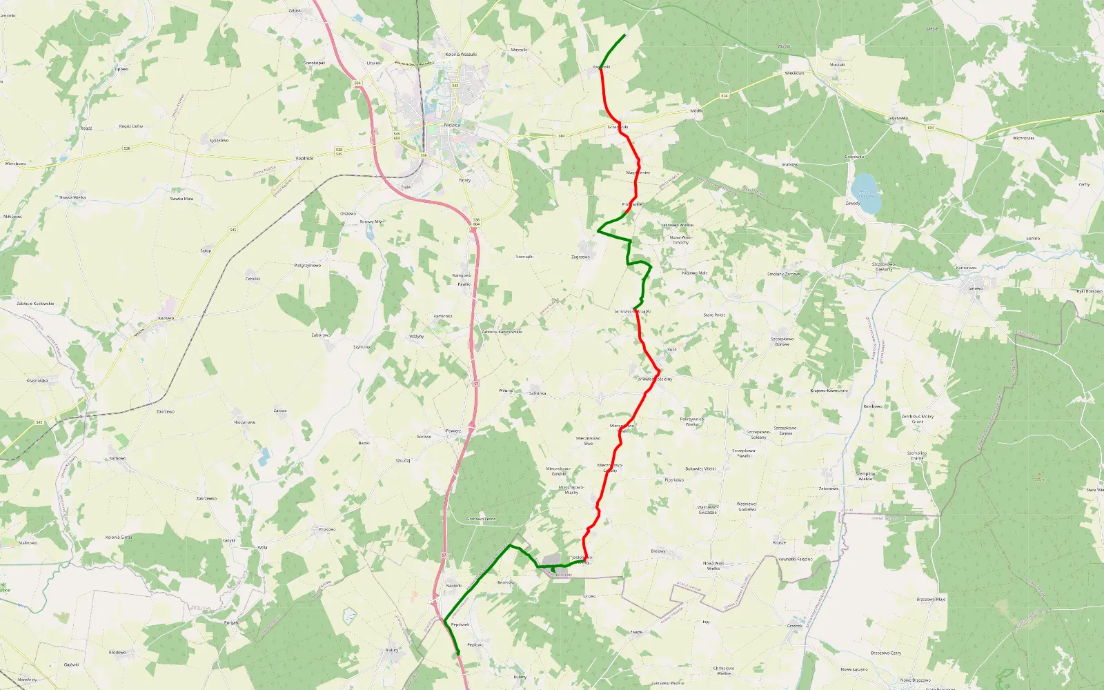 Map of Bartoszki - Pepłowo - 27.5 km offroad trail, Nidzica County
