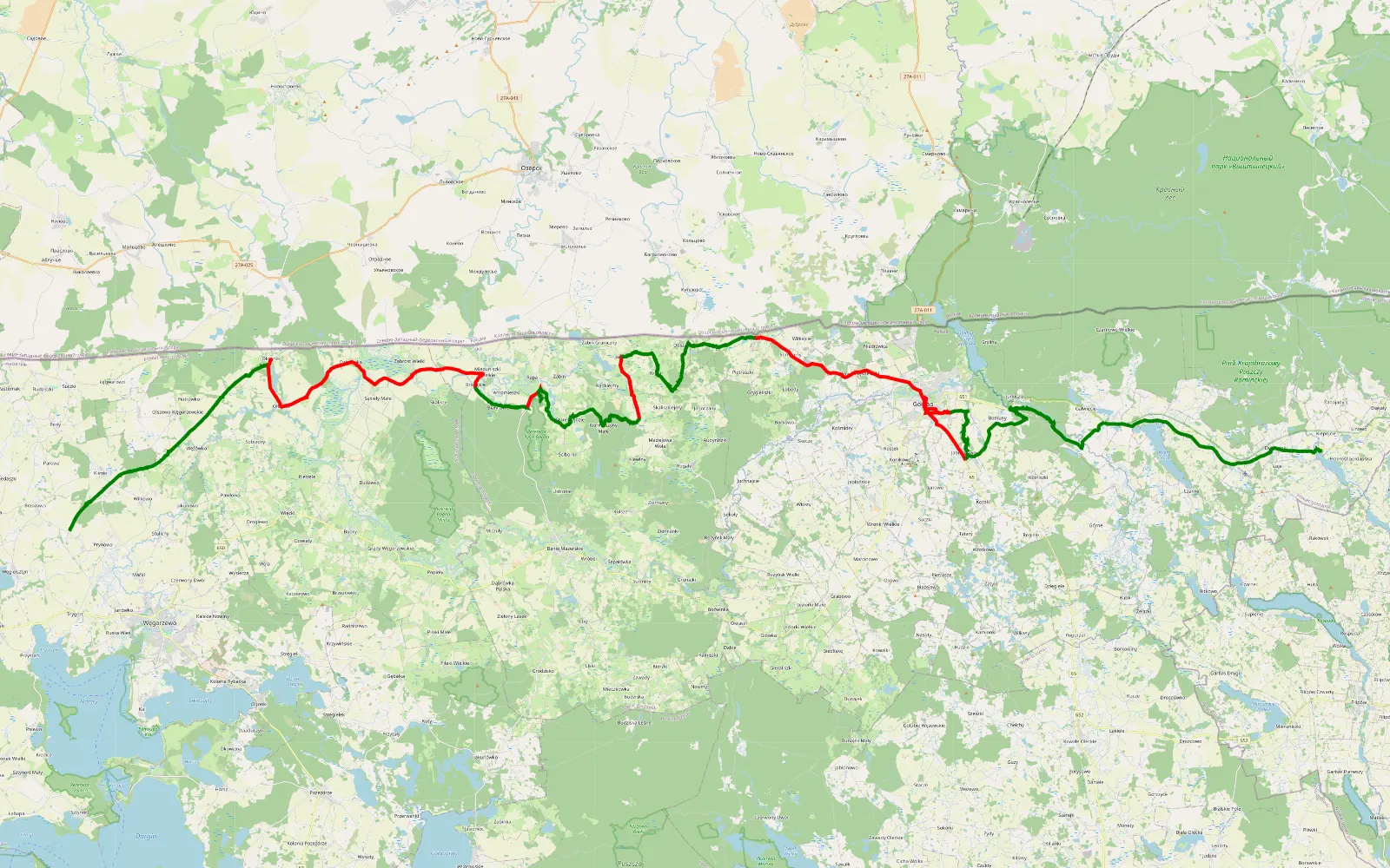 Map of Prynowo - Barcie - 92.7 km offroad trail, Gołdap County