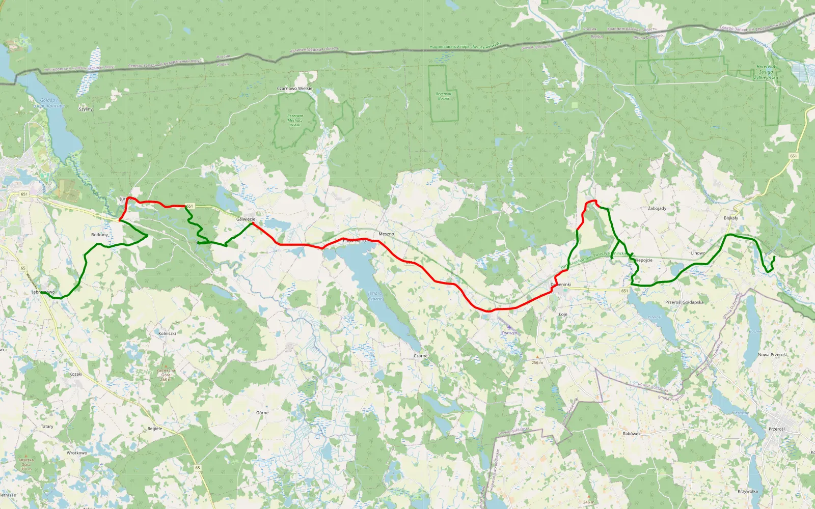 Map of Stańczyki - Gross Rosinsko - 28.8 km offroad trail, Gołdap County