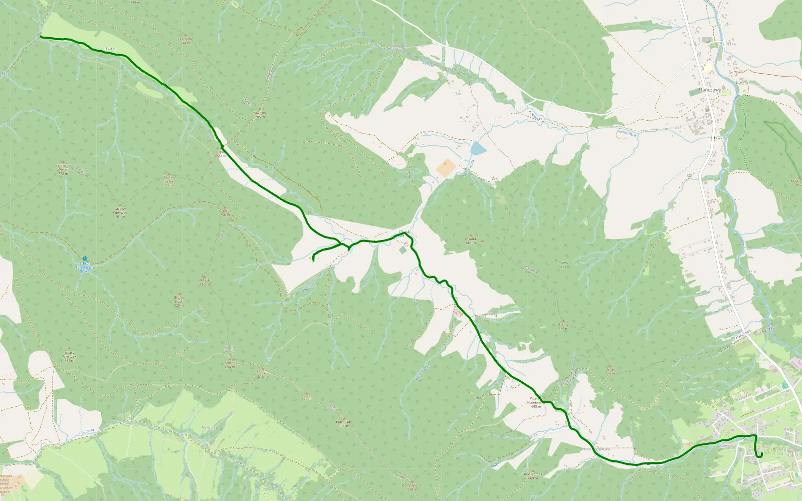 Map of Wysowa-Zdrój - Czertyżne - 7 km offroad trail, Gorlice County