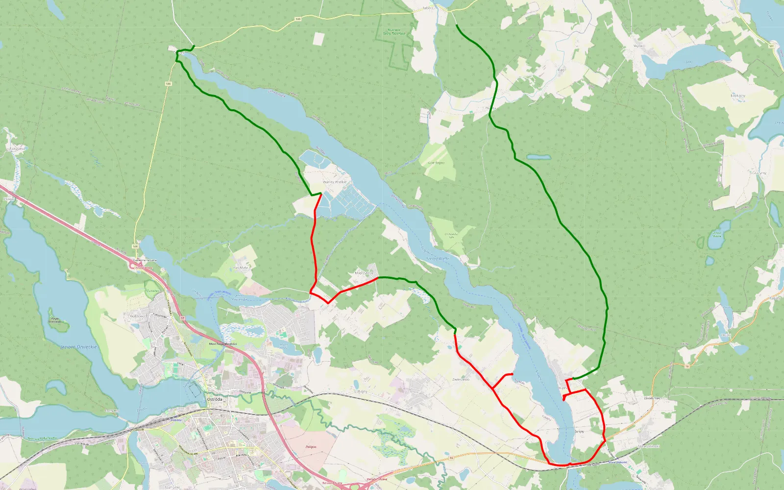 Map of Tabórz - Warlity Wielkie - 26.4 km offroad trail, Ostróda County