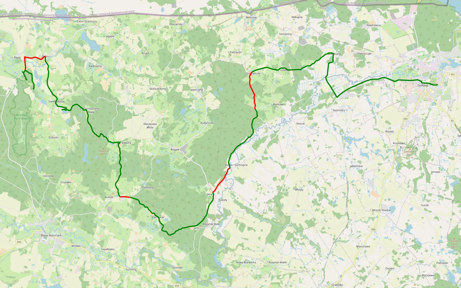 Map of Gołdap Rapie - 31.5 km offroad trail, Gołdap County