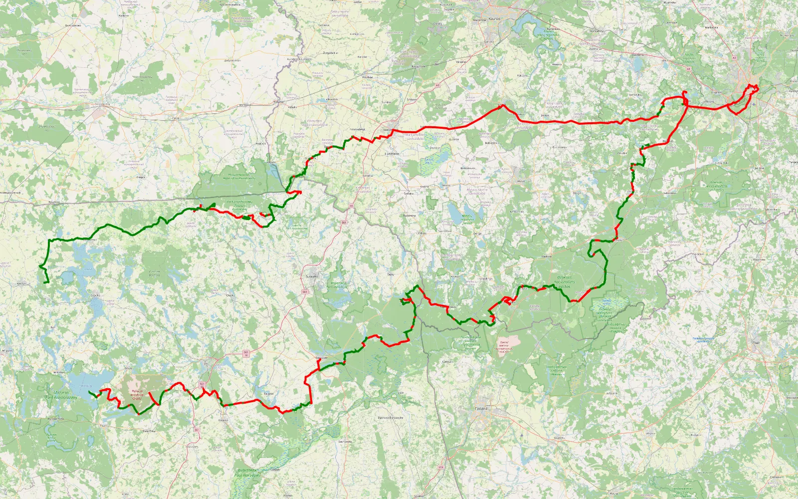 Mapa trasy Mazury i Litwa - 824.7 km trasy offroad, Varėnos rajono savivaldybė