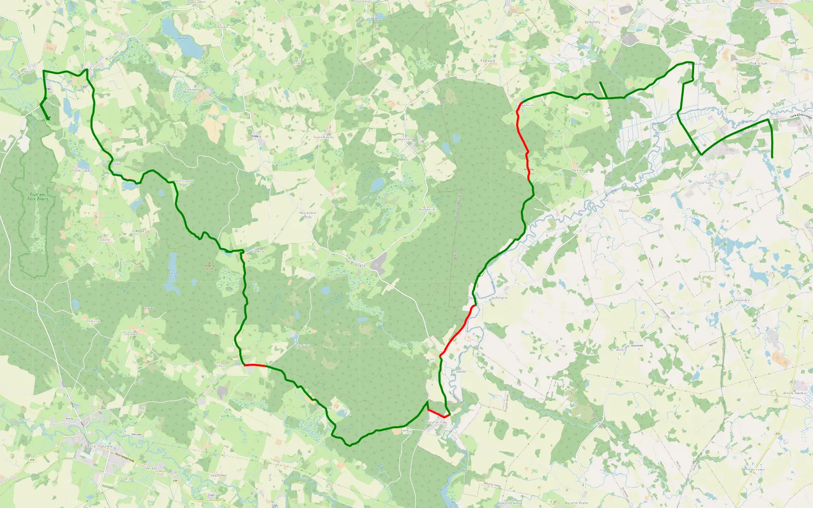 Mapa trasy Kośmidry - Rapa - 30.9 km trasy offroad, Powiat Gołdapski
