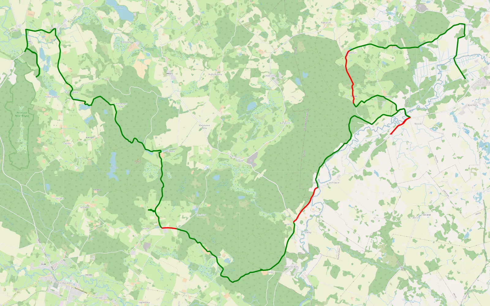 Mapa trasy Rapa Piramida - 35.5 km trasy offroad, Powiat Gołdapski