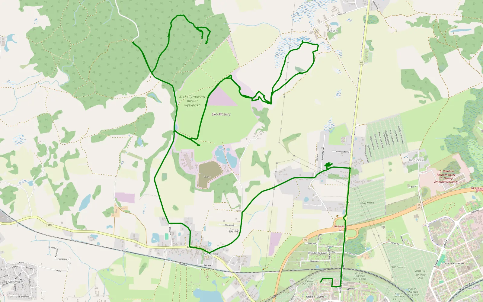 Mapa trasy Oracze rogi - 12.1 km trasy offroad, Powiat Ełcki