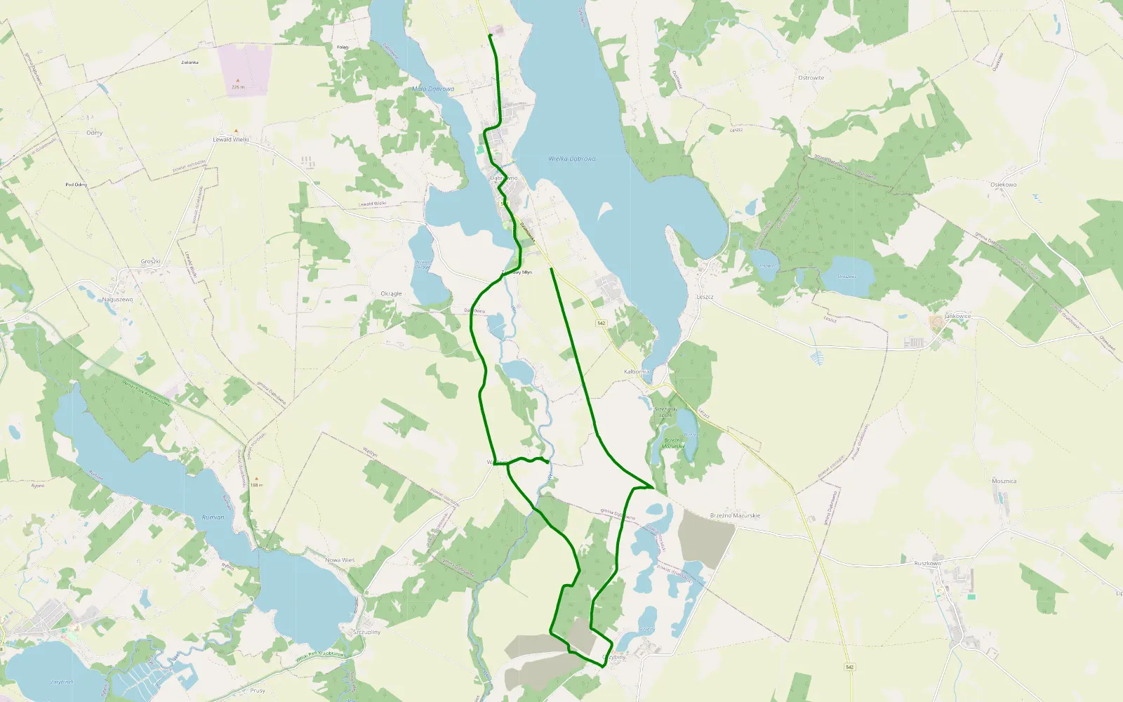 Mapa trasy Dąbrówno - 9.8 km trasy offroad, Powiat Działdowski