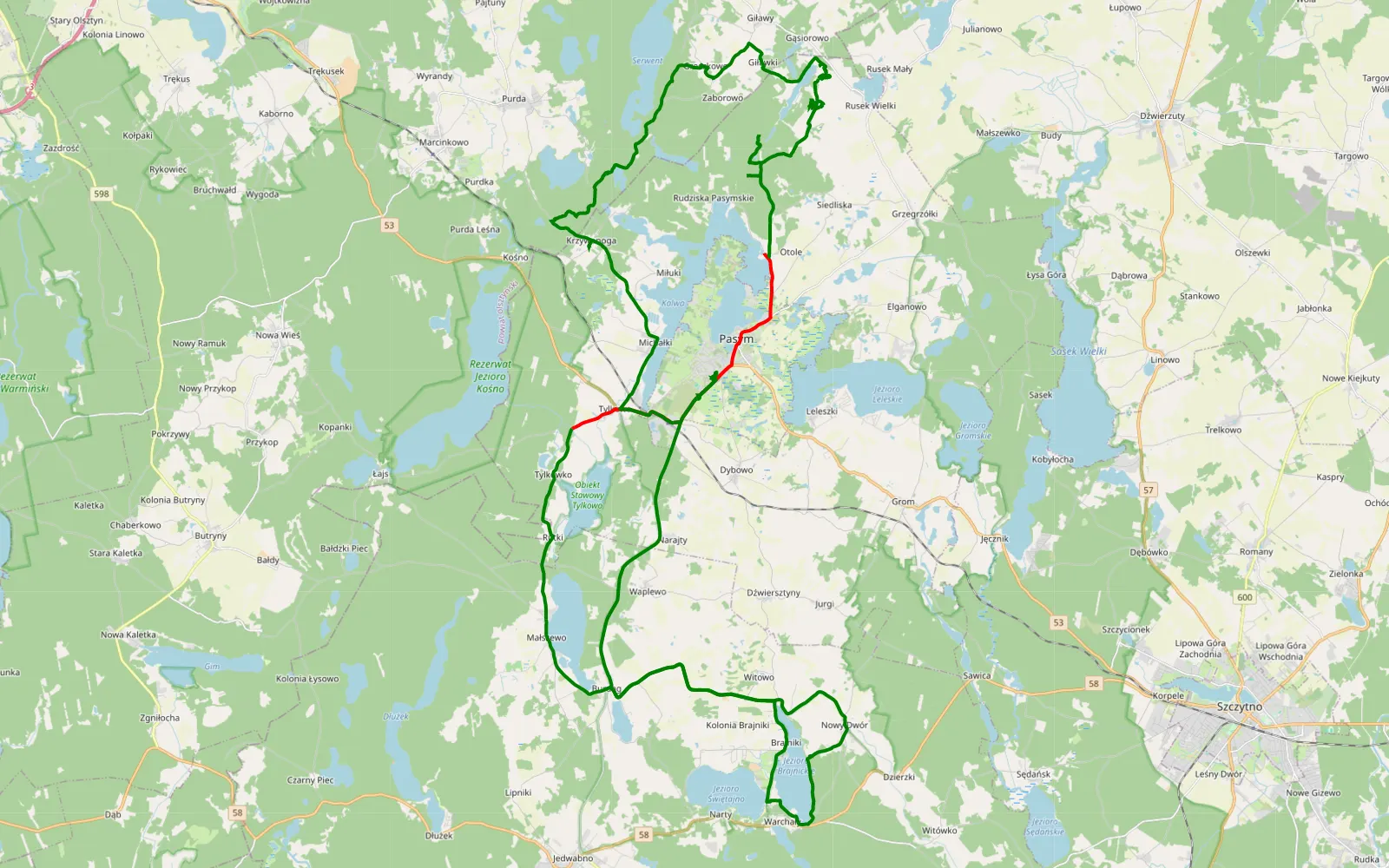 Map of Quad1 - 41.4 km offroad trail, Szczytno County