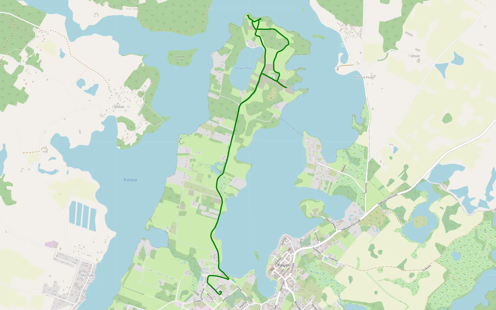 Mapa trasy Pasym - 6.2 km trasy offroad, Powiat Szczycieński