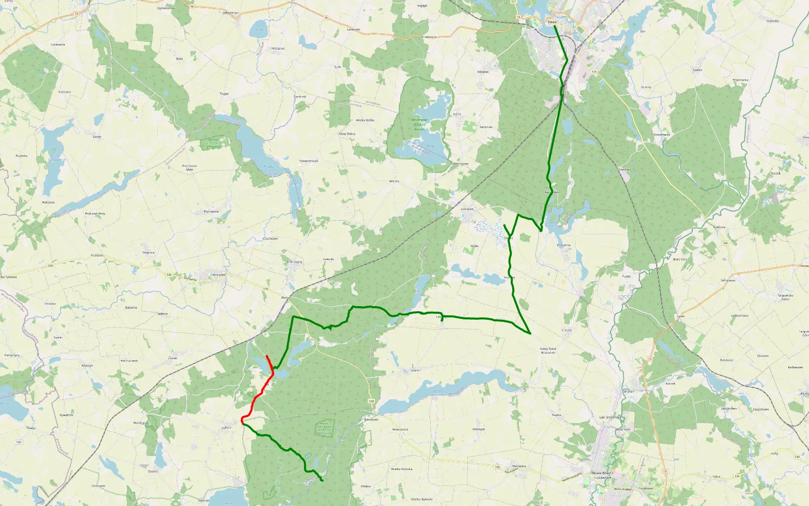 Map of Otręba - Iława - 17.3 km offroad trail, Nowe Miasto County