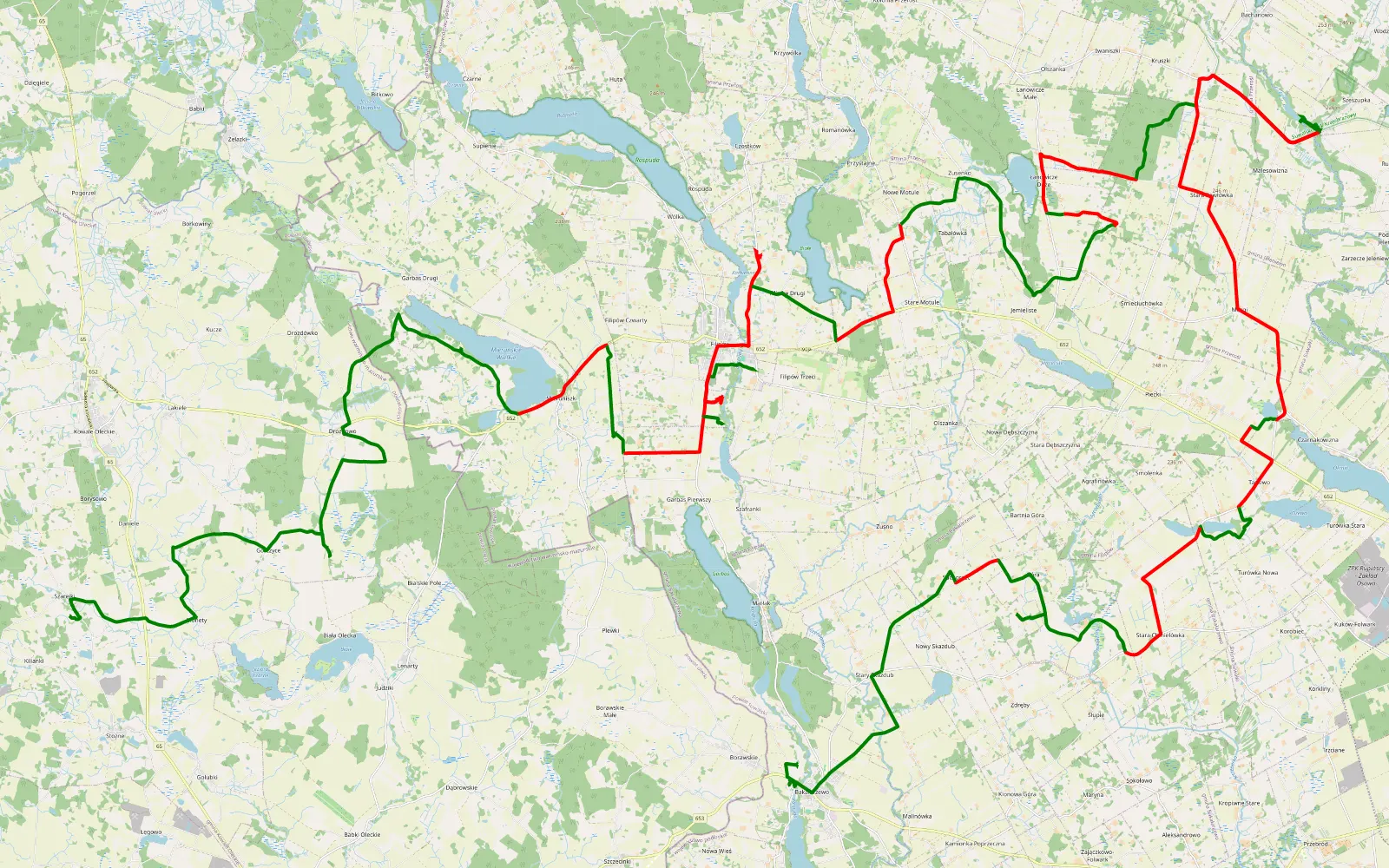 Map of Szarejki - Bakałarzewo - 92 km offroad trail, Suwałki County