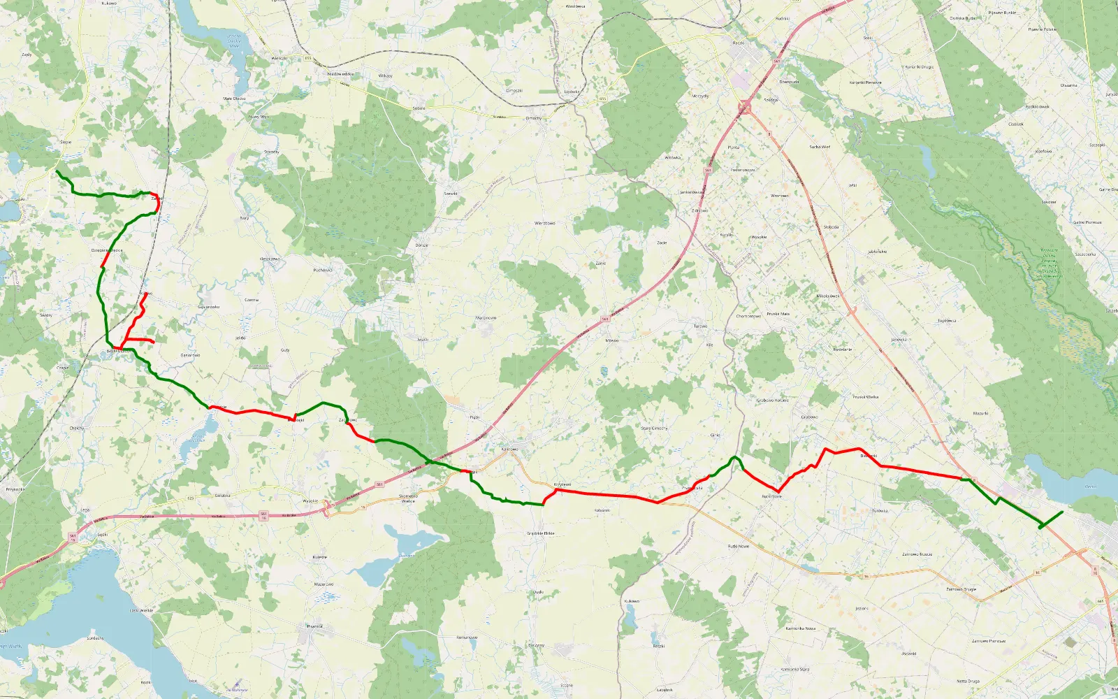Mapa trasy Slepie/Olecko -Augustow - 51.2 km trasy offroad, Powiat Ełcki