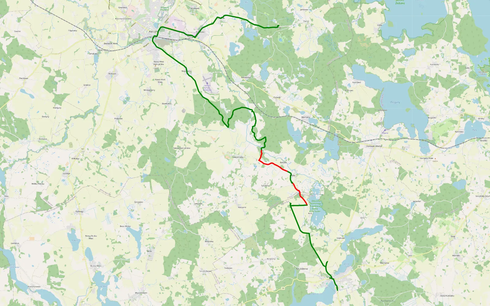Map of Ryn - Gierłoż - 15.3 km offroad trail, Kętrzyn County