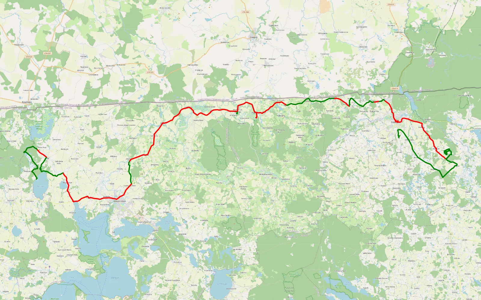 Map of Gołdap - Adrenalinka - 98.5 km offroad trail, Gołdap County