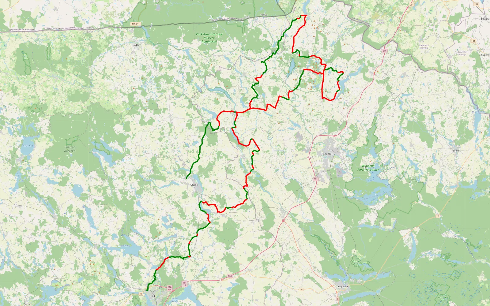 Map of Siedliska - Jaśki - 189.9 km offroad trail, Suwałki County