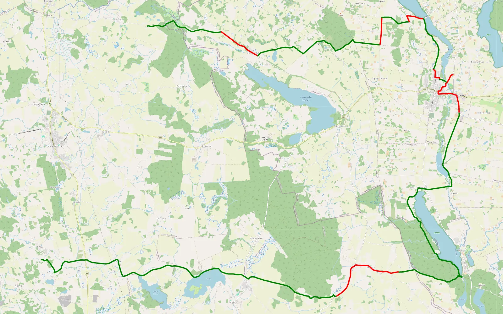 Map of Szarejki - Kołpakowo - 39.5 km offroad trail, Suwałki County