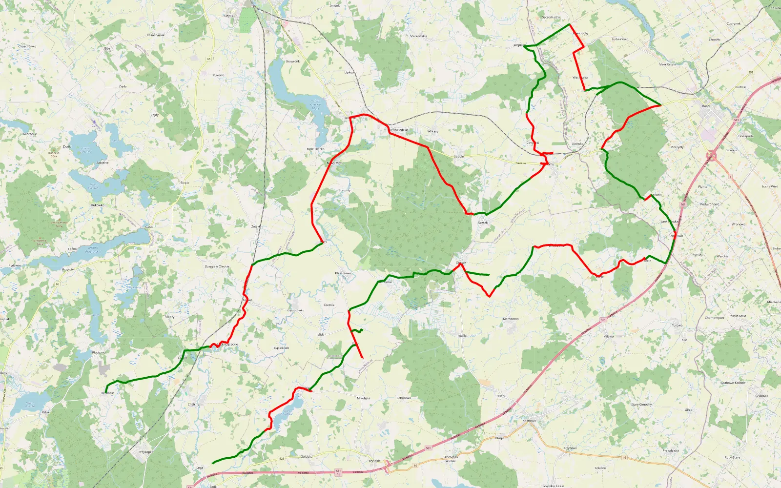 Map of Nowy rok - 87.6 km offroad trail, Olecko County