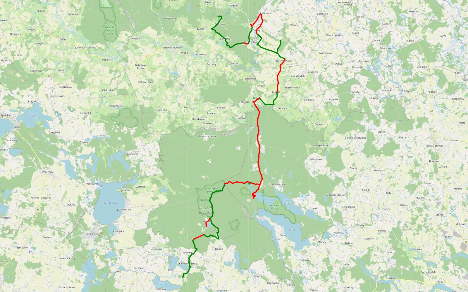 Map of Żywy - Rogale - 57.9 km offroad trail, Gołdap County