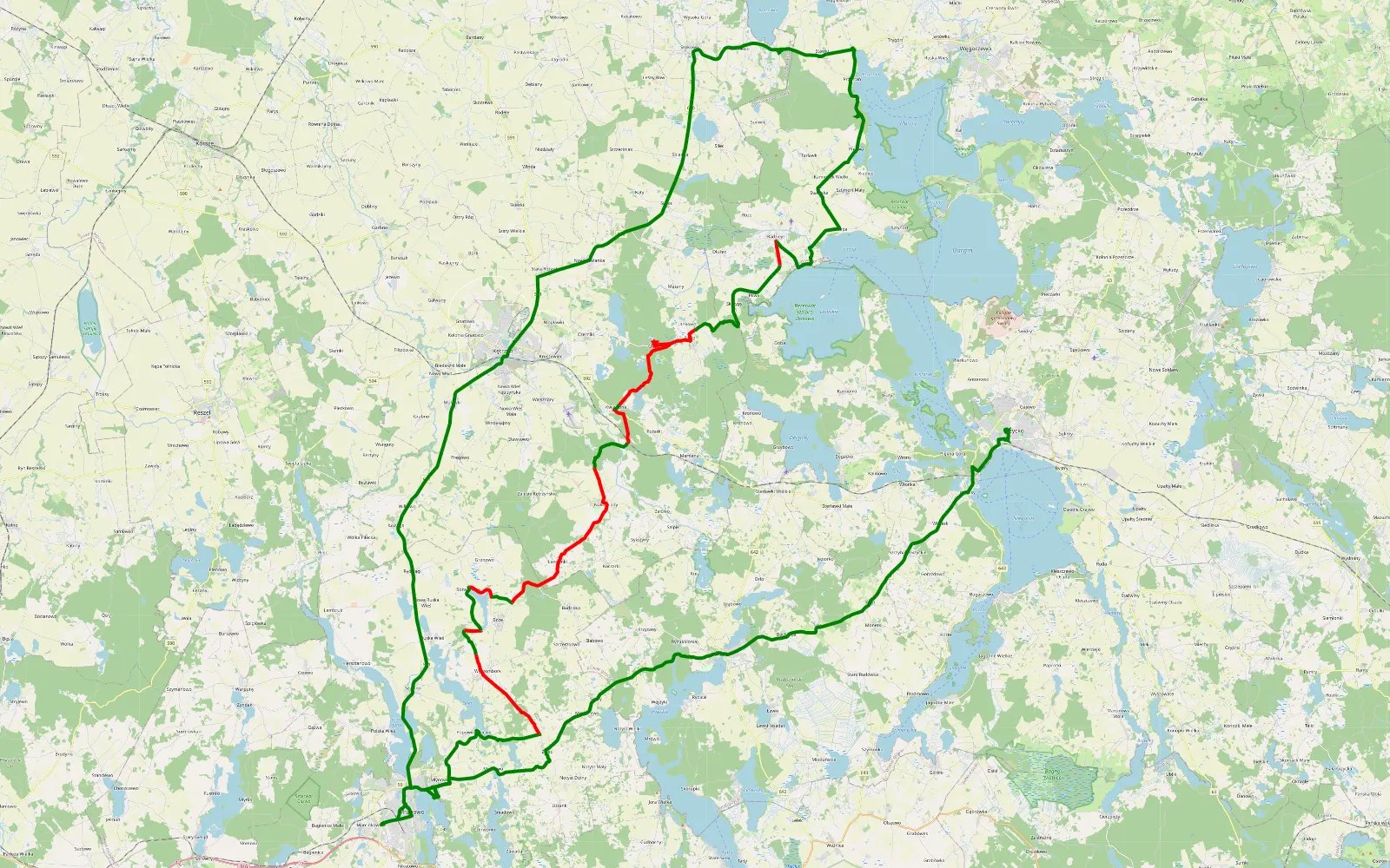 Map of Mrągowo - Giżycko - 59 km offroad trail, Mrągowo County