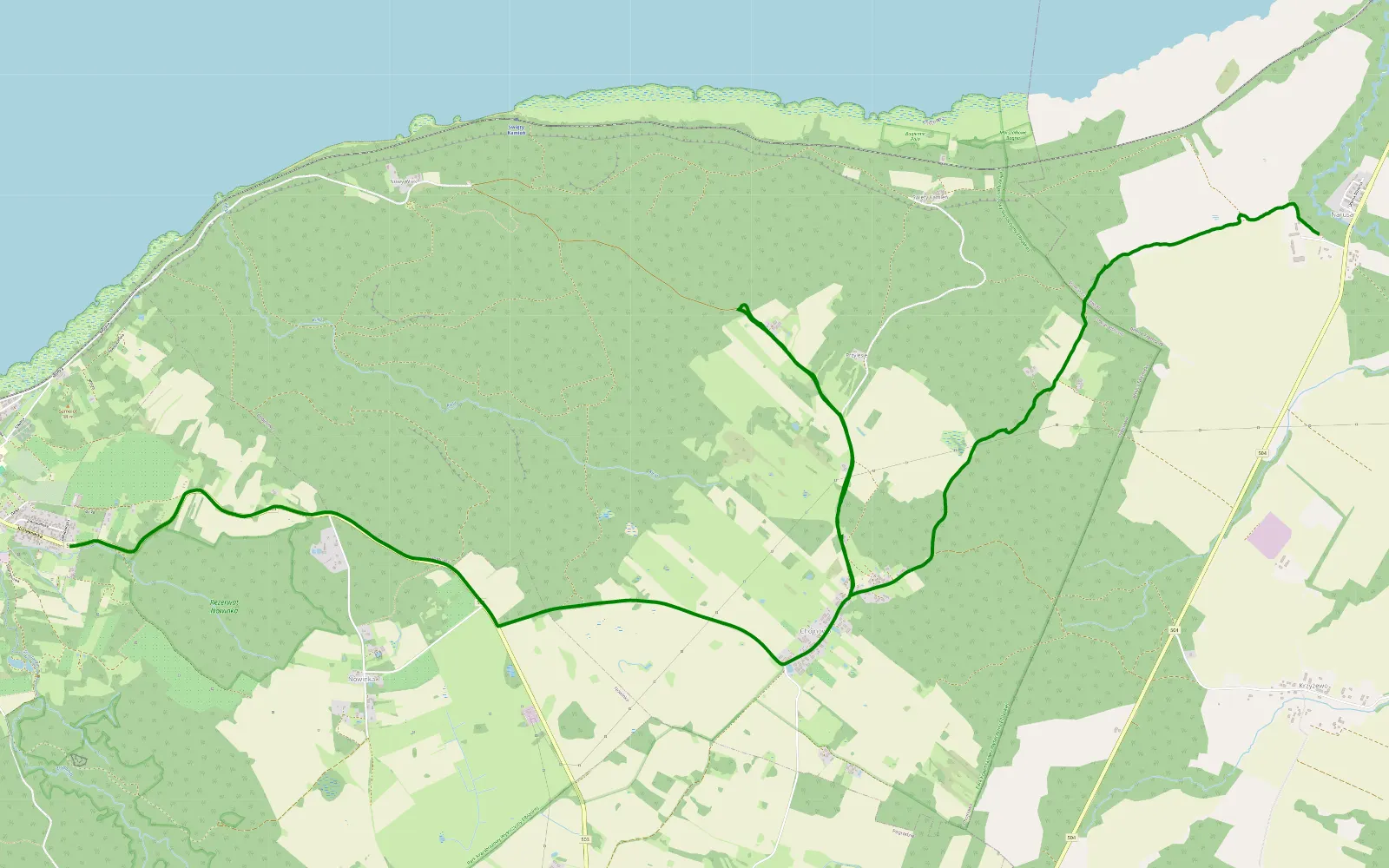 Mapa trasy Narusa - Tolkmicko - 3.9 km trasy offroad, Powiat Elbląski