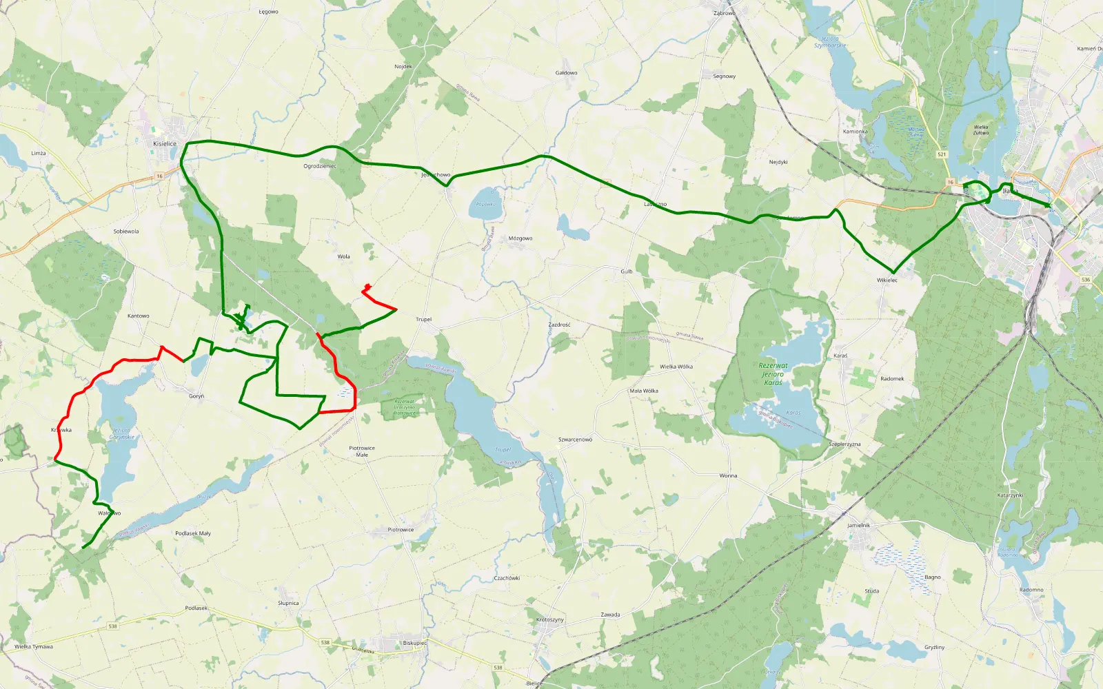 Mapa trasy Ss - 37.1 km trasy offroad, Powiat Iławski