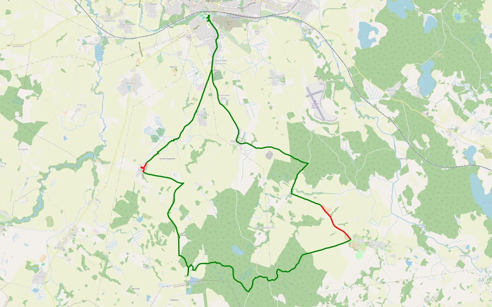 Map of Kętrzyn - 20.2 km offroad trail, Kętrzyn County