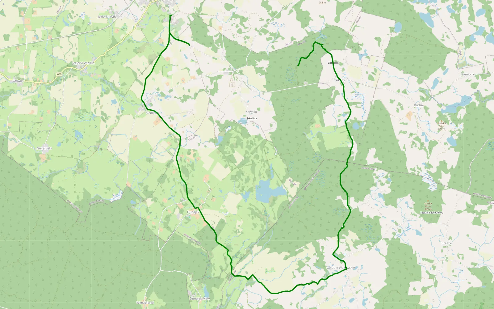 Map of Nasuty - Grabowo - 12.1 km offroad trail, Olecko County