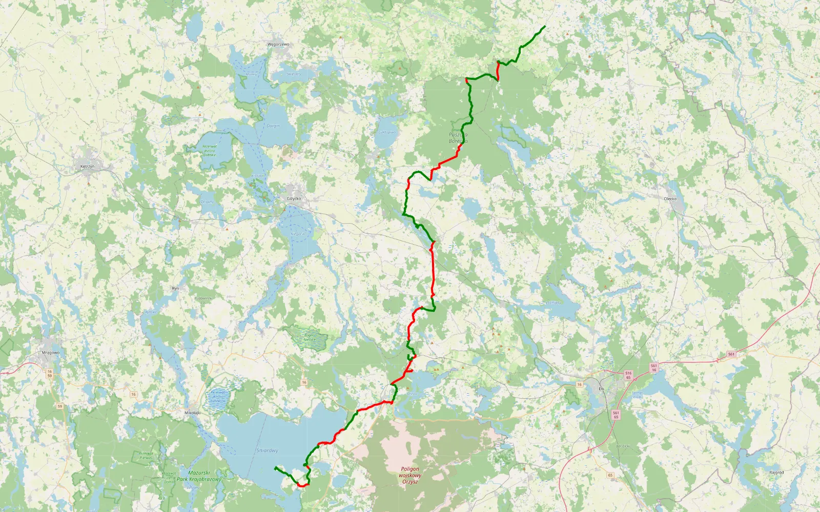 Map of Zagon - Marcinowo - 100.8 km offroad trail, Giżycko County