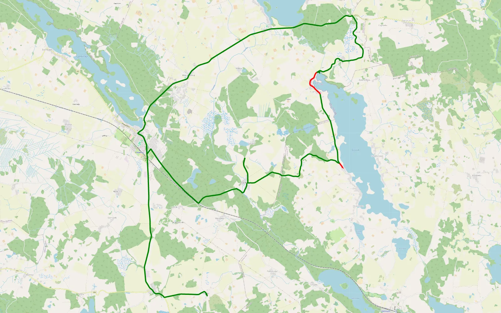 Mapa trasy Wydminy - Radzie - 12.5 km trasy offroad, Powiat Giżycki