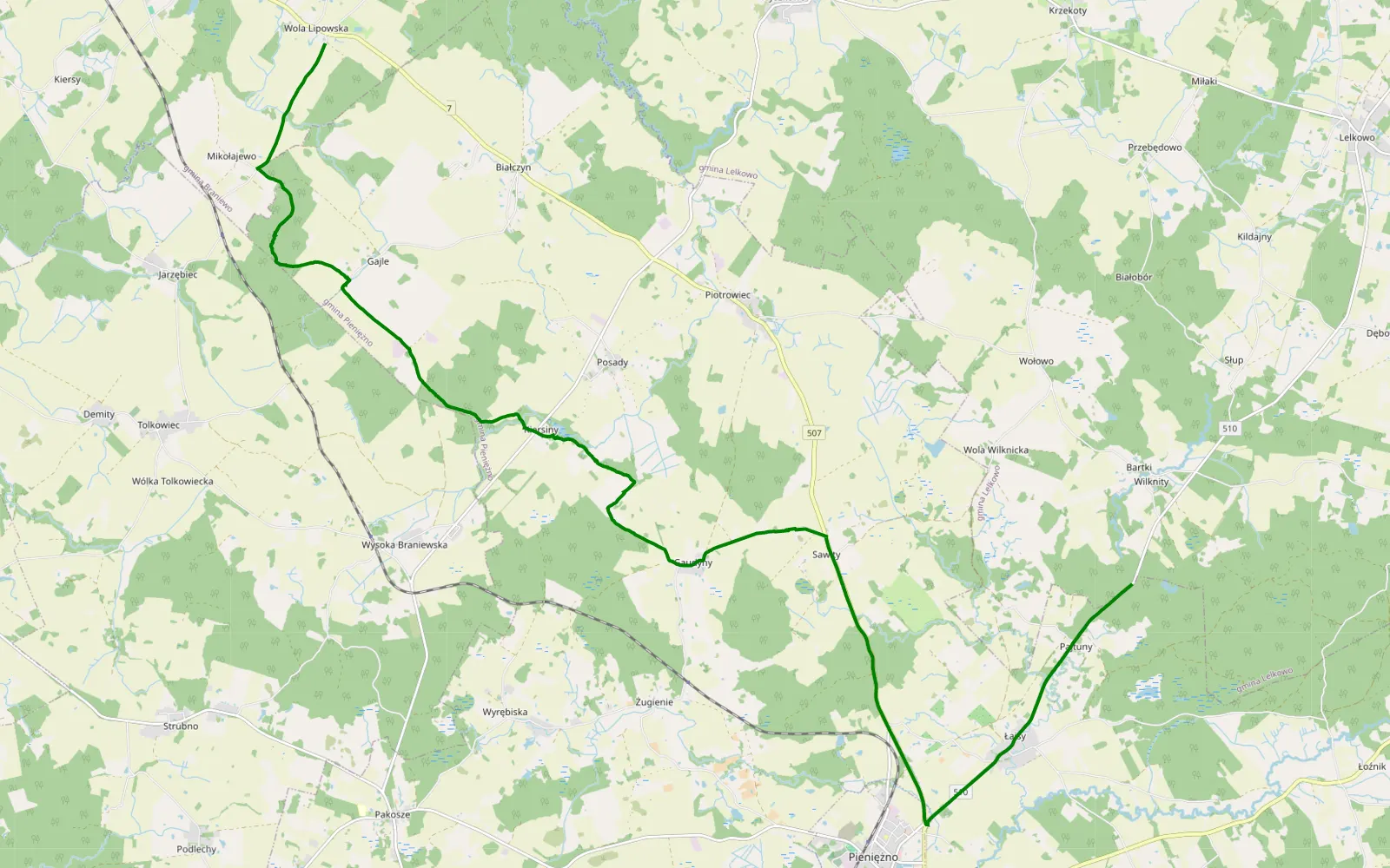 Mapa trasy NoName - 12 km trasy offroad, Powiat Braniewski