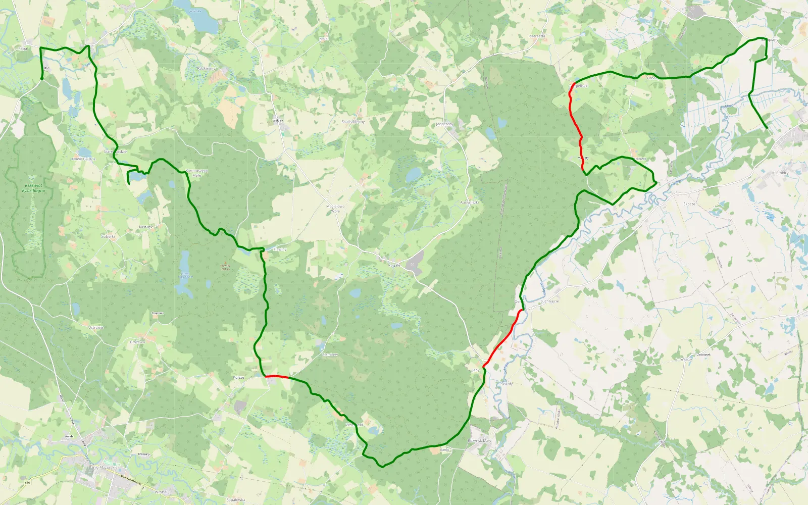 Map of Kośmidry - Rapa - 32.8 km offroad trail, Gołdap County